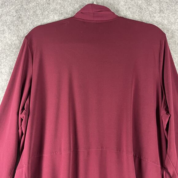 Susan Graver Liquid Knit Cardigan Womens 1X Burgundy 3/4 Sleeve Open Stretch - Picture 9 of 12